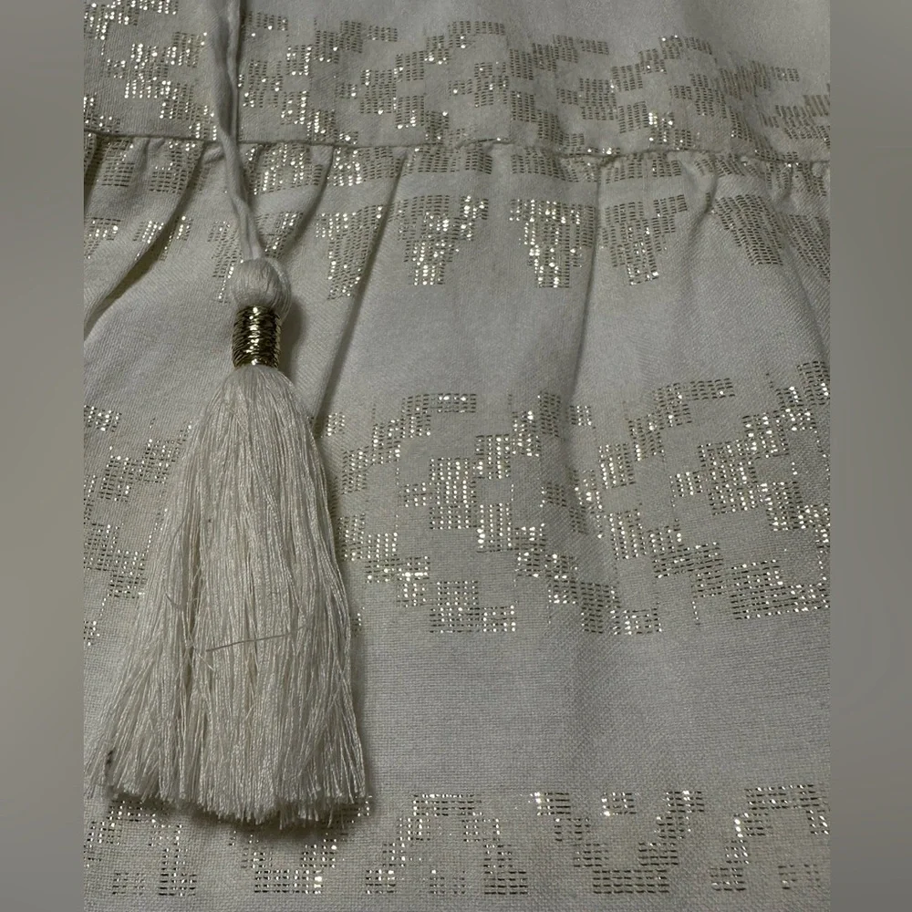 White Sleeveless Dress with Gold Accents - Picture 3 of 3